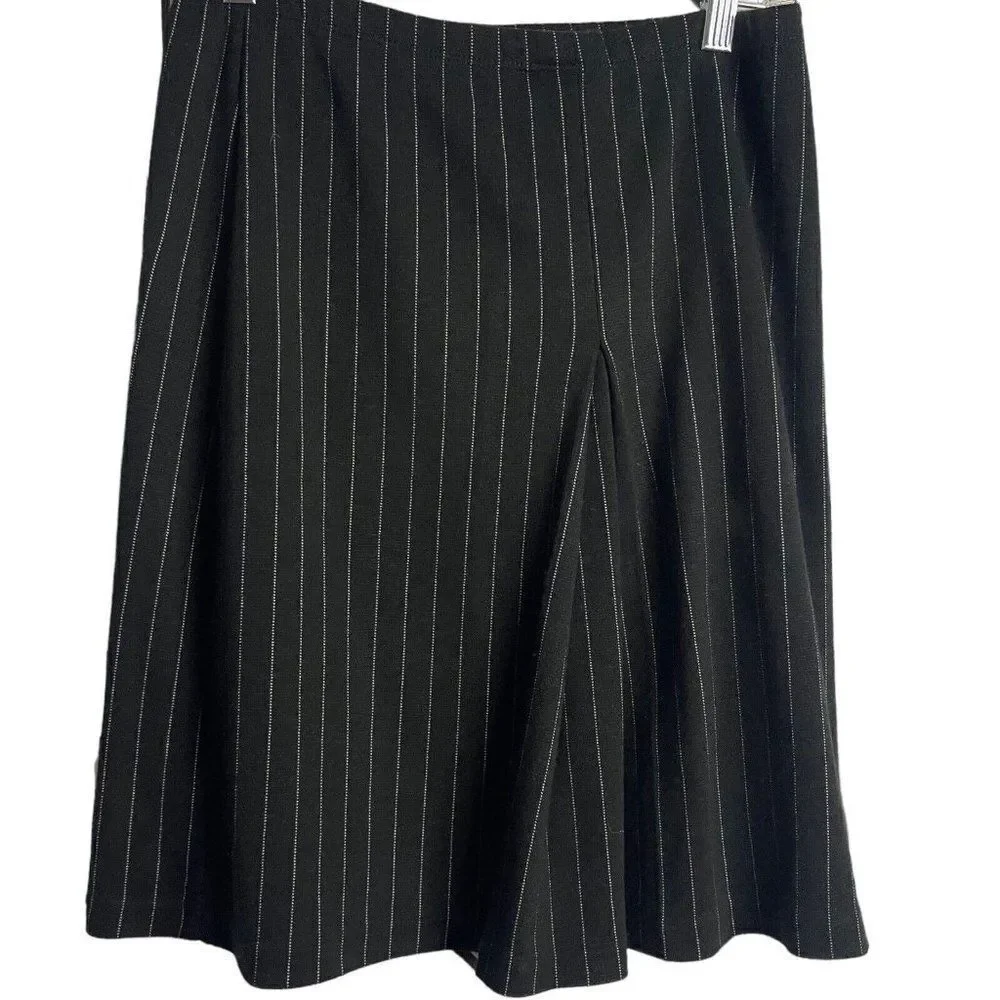 Worthington Women's Black Striped A-Line Skirt Petite Size Small Business Casual